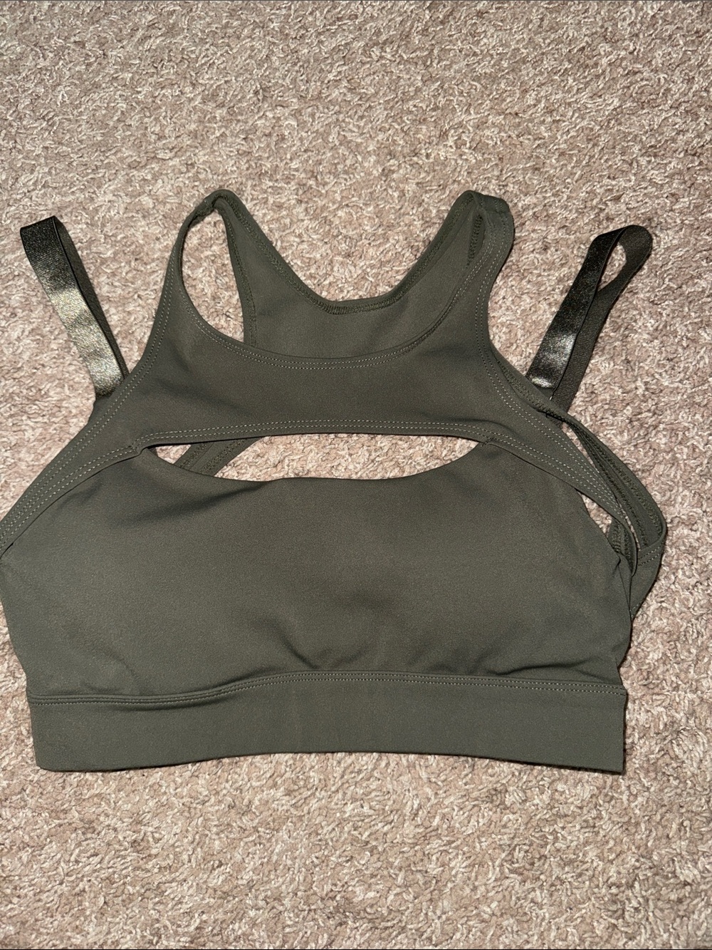 NVGTN Olive Green Cutout Sports Bra